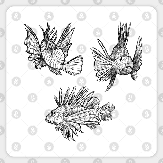 Sketches of a Lionfish Sticker by AniaArtNL